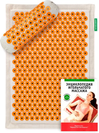 Массажный аппликатор Лаборатория Кузнецова Тибетский коврик 41х60 см + валик (желтый)