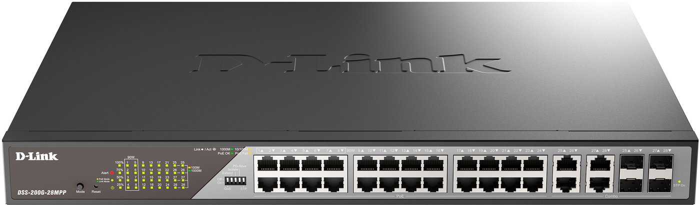 

Управляемый коммутатор 2-го уровня D-Link DSS-200G-28MPP/A1A