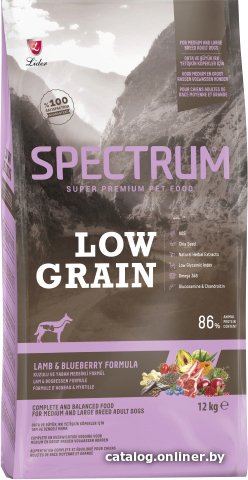 Сухой корм для собак Spectrum Low Grain средних и крупных пород собак с ягненком 12 кг