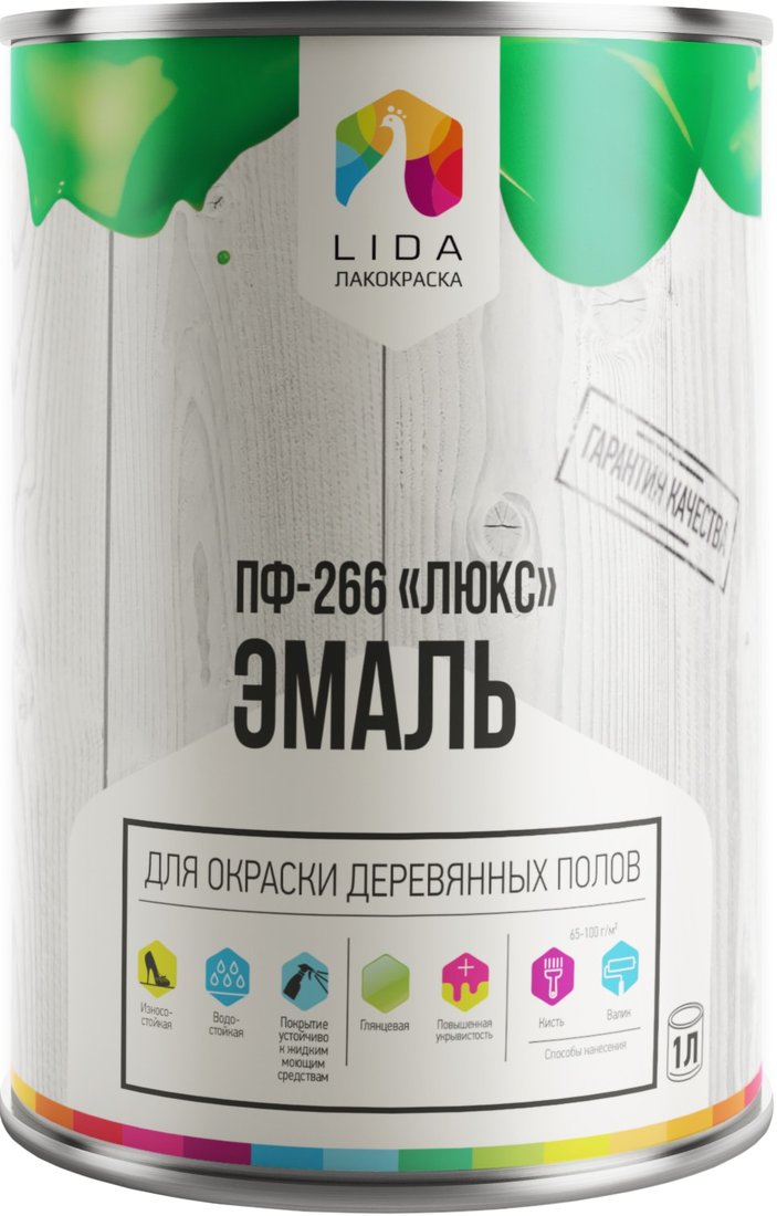 

Эмаль LIDA ПФ-266 Люкс 1 л (классический)