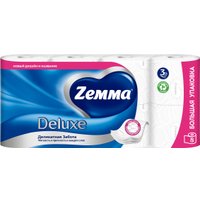 Туалетная бумага Zemma Deluxe Деликатная Забота 3 слоя (8 рулона)