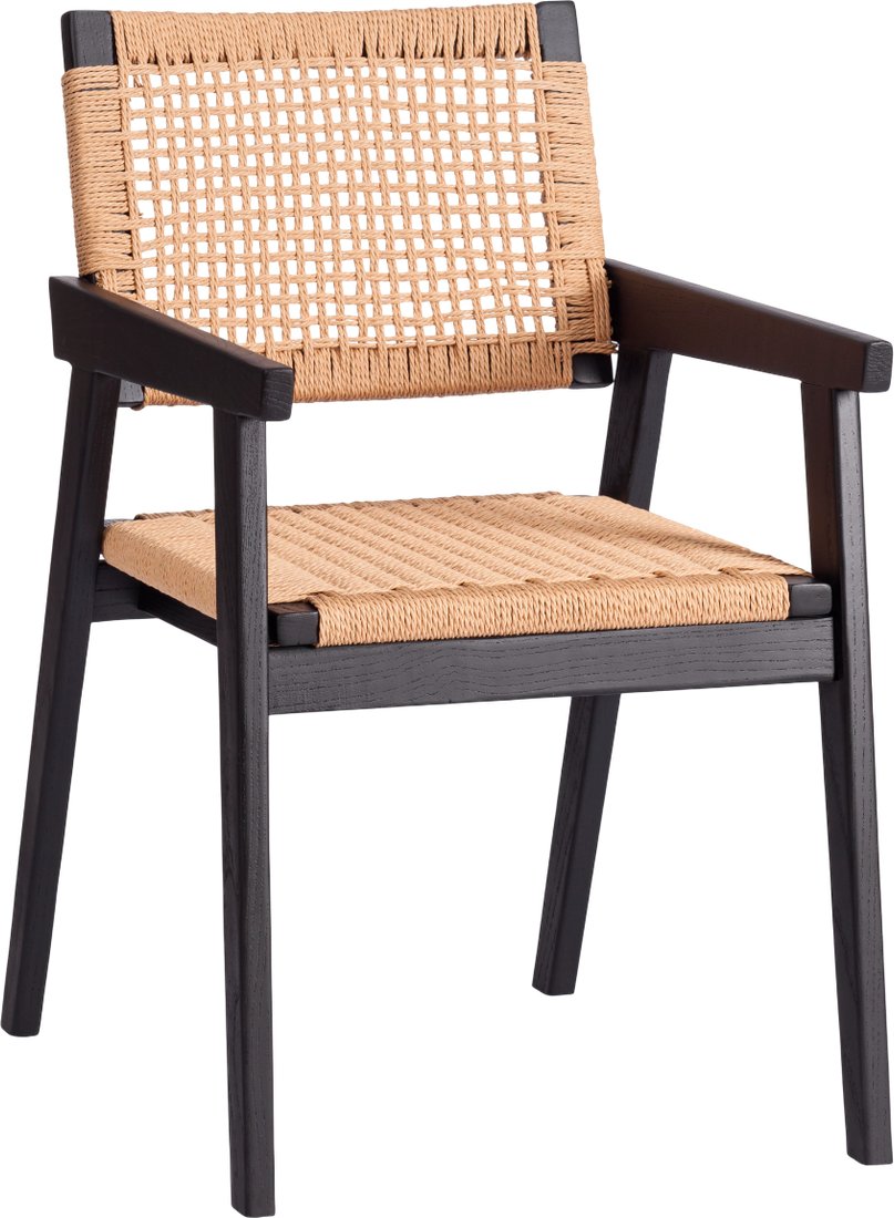 

Стул с подлокотниками TetChair Vanheim дерево вяз/бечевка (черный)