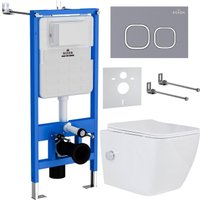 Унитаз подвесной Roxen Cube bidet в комплекте с инсталляцией StounFix Dual Fresh 6 в 1 966426 (кнопка: серый бетон)