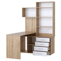 Стол Памир ПКС-11 левый (дуб сонома/белый глянец)