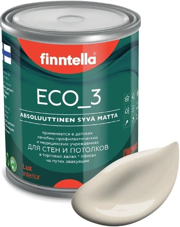 

Краска Finntella Eco 3 Wash and Clean Ranta F-08-1-1-LG238 0.9 л (теплый бежевый)