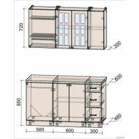 Готовая кухня Интерлиния Мила Деко 1.4 Б (мята/белый/опал светлый)