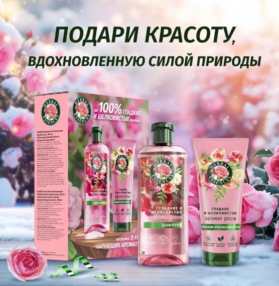 

Подарочный набор Herbal Essences Гладкие и шелковистые Аромат Розы (шампунь 250 мл + бальзам 180 мл)