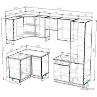 Готовая кухня ВерсоМебель Эко-2 1.2x2.7 левая (белый фасадный/ст.золотистый дуб) в Солигорске