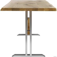 Кухонный стол Buro7 Двутавр 180 (с обзолом и сучками, дуб натуральный/серебро)