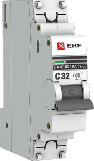 

Выключатель автоматический EKF ВА 47-63 1P 32А (C) 4.5kA PROxima mcb4763-1-32C-pro