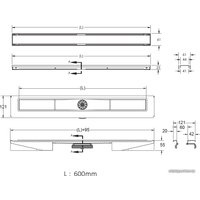 Трап/канал Berges Wasserhaus B1 Keramik 600 (матовый хром)