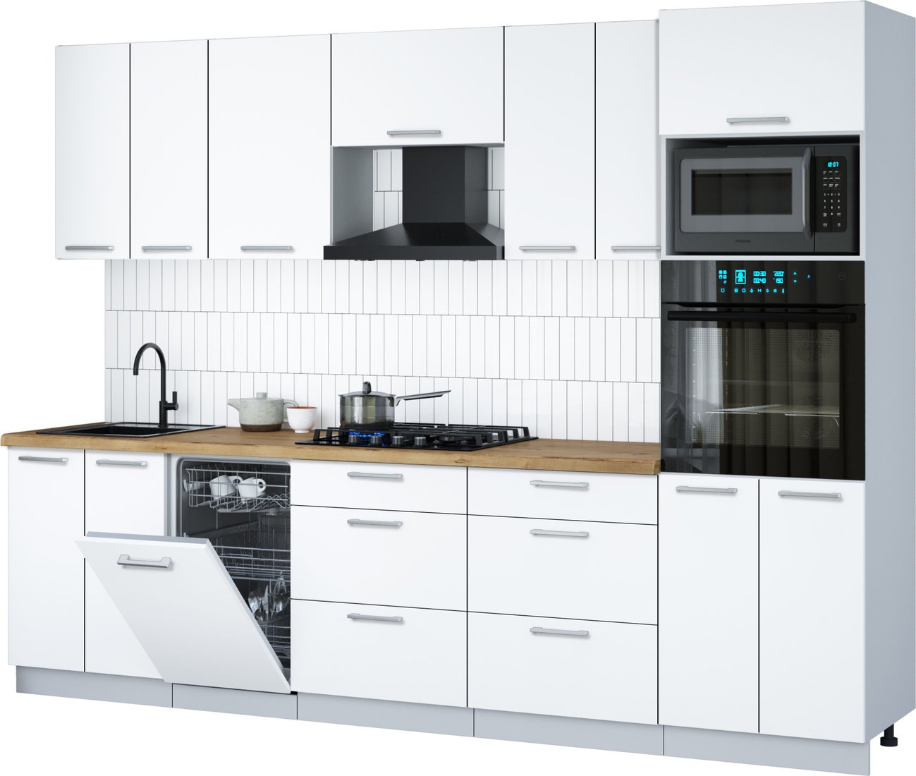 

Готовая кухня Интерлиния Мила Gloss 2.85-ПМ3 (белый/белый/дуб бунратти)