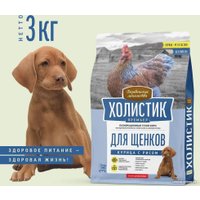 Сухой корм для собак Деревенские лакомства Холистик Премьер для щенков. Курица с рисом 3 кг