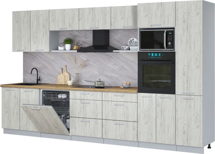 

Готовая кухня Интерлиния Мила Лайт 3.6-ПМ1 (дуб белый/дуб белый/дуб бунратти)