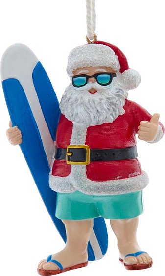

Елочная игрушка Kurt S. Adler Christmas 2025 Серфер Санта D4684