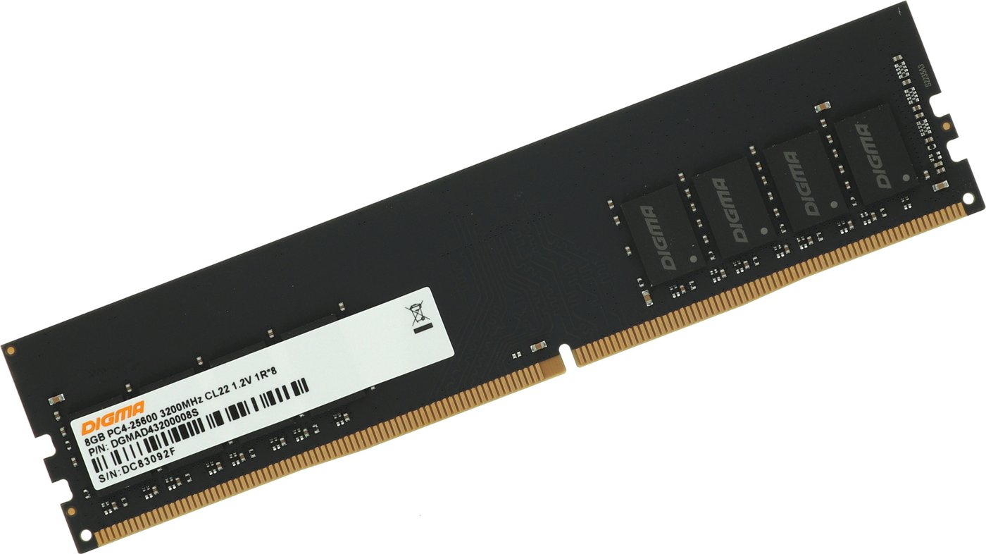 

Оперативная память Digma 8ГБ DDR4 3200 МГц DGMAD43200008S