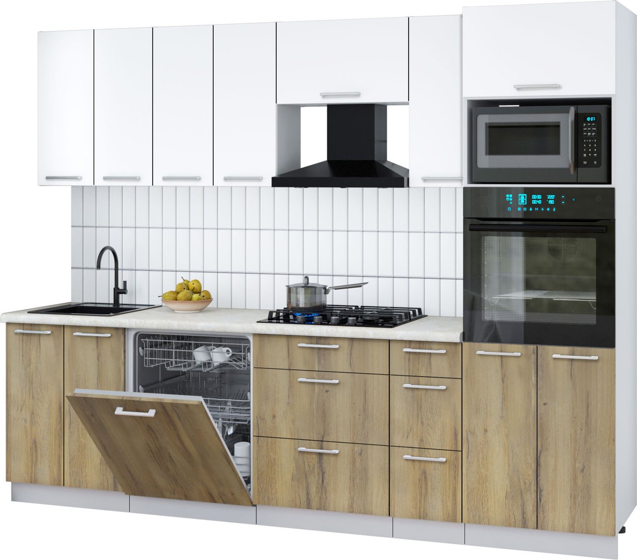 

Готовая кухня Интерлиния Мила Gloss 2.7-ПМ1 (дуб вотан/белый/опал светлый)