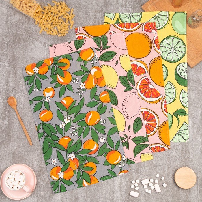 

Набор полотенец Доляна Citrus mix 4 шт 7516057 (розовый)