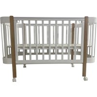 Классическая детская кроватка Indigo Italiano Baby 3 в 1 колеса + продольный маятник (белый/натуральный)