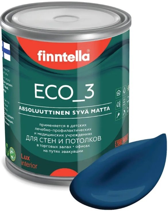 

Краска Finntella Eco 3 Wash and Clean Sininen Kuu F-08-1-1-LG256 0.9 л (синий)