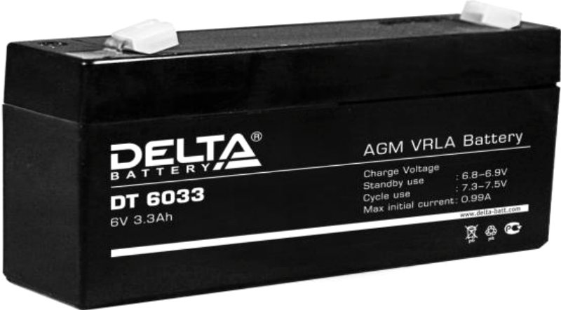 

Аккумулятор для ИБП Delta DT 6033 125 (6В/3.3 А·ч)