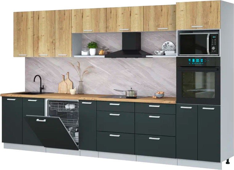 

Готовая кухня Интерлиния Мила Лайт 3.5-ПМ1-2 (дуб золотой/антрацит/дуб бунратти)