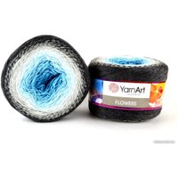 Пряжа для вязания Yarnart Flowers 251 250 г 1000 м (черный; белый; голубой)