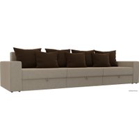 Диван Лига диванов Мэдисон Long 106159 (микровельвет, бежевый/коричневый)