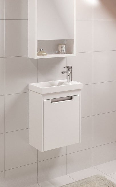 

Runo Тумба с умывальником Микра 40 правая + Como 40 (подвесная, белый)