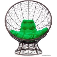 Кресло M-Group Кокос на подставке 11590204 (коричневый ротанг/зеленая подушка)