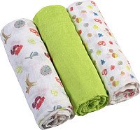 Набор многоразовых пеленок BabyOno Муслиновые 348/06 (3 шт, зеленый)
