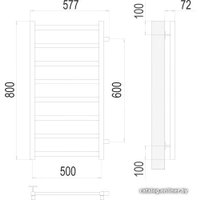 Полотенцесушитель TERMINUS Аврора П8 500x800 нп (хром)