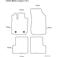 Комплект ковриков для авто Alicosta LADA ВАЗ Largus 12- (салон, ЭВА 6-уг, серый)