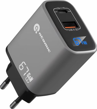 Сетевое зарядное Atomic Voyage G671 GAN 67W USB Type-C (темно-серый)
