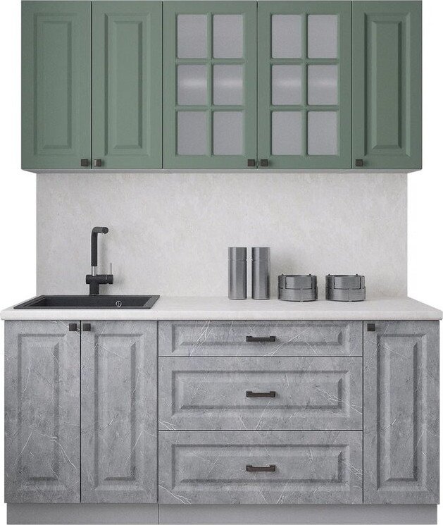 

Готовая кухня Интерлиния Мила Деко 1.7Б (керамика/мята/опал светлый)