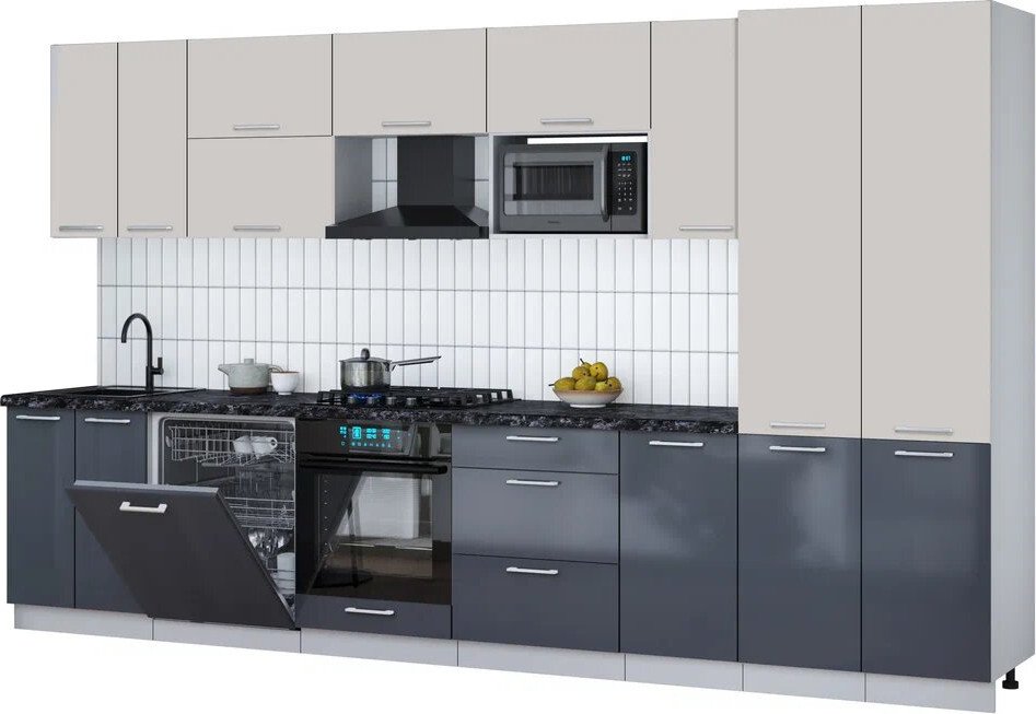 

Готовая кухня Интерлиния Мила Gloss 3.6-ПМ2 (асфальт глянец/кашемир/кастилло темный)