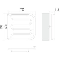 Полотенцесушитель TERMINUS Фокстрот 1 600x700 (боковое подключение, хром)