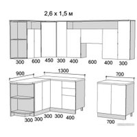 Готовая кухня Артём-Мебель Виола СН-114 без стекла ДСП 1.5x2.6 Левая (сосна арктическая)