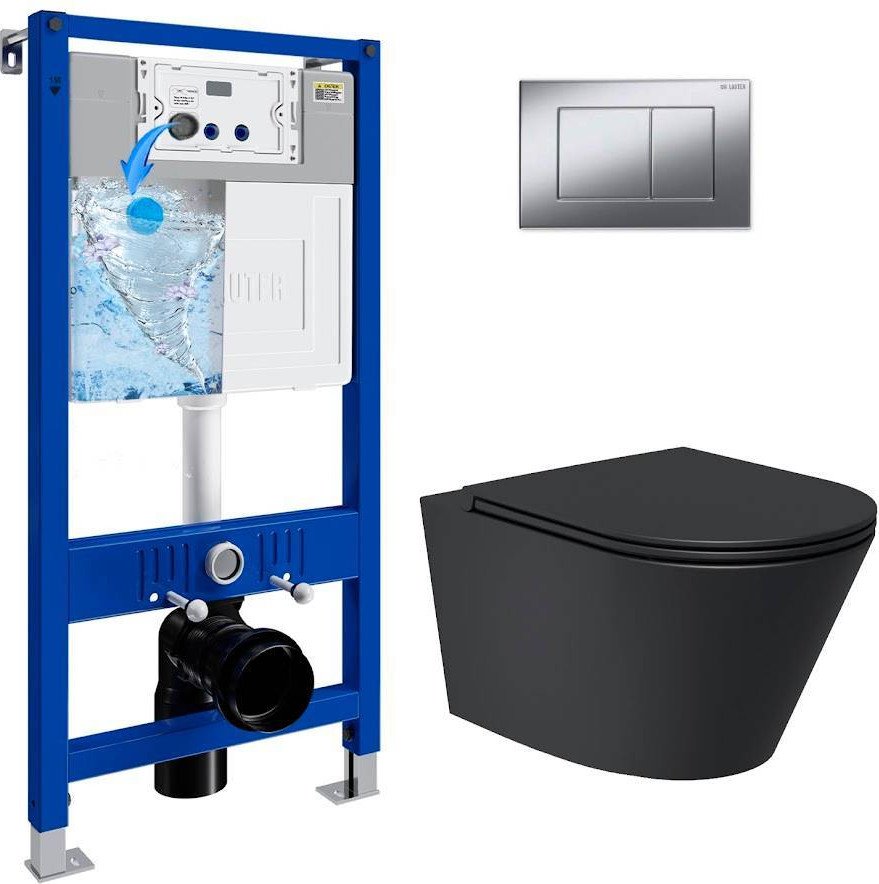 

Унитаз подвесной Lauter Longer 2110822B + 21901002 (кнопка 219701J, хром)