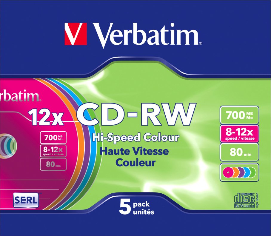 

CD-RW диск Verbatim 700Mb 12x 43167 (5 шт.)