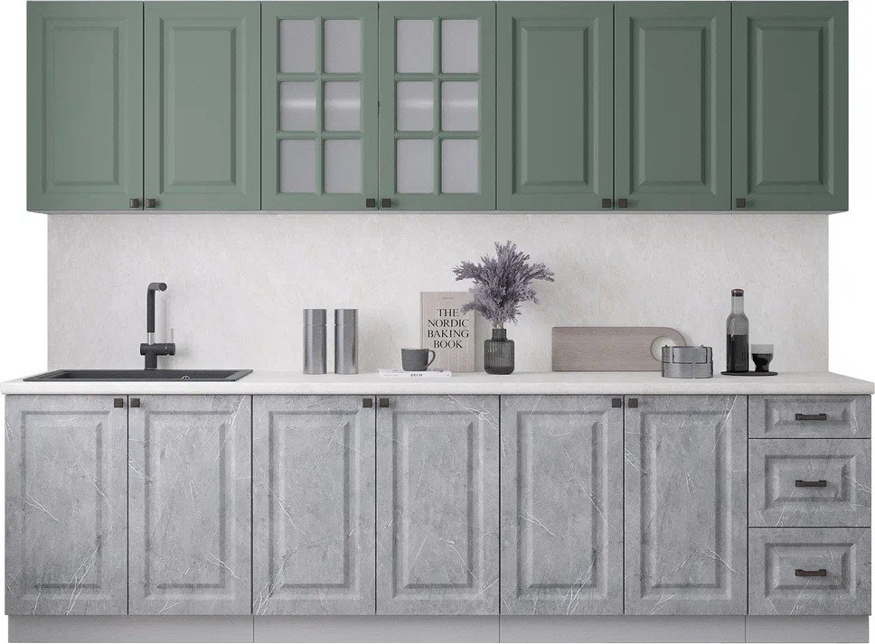 

Готовая кухня Интерлиния Мила Деко 2.8А (керамика/мята/опал светлый)