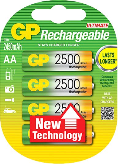 

Аккумулятор GP AA 2450mAh 4 шт. (250AAHC)