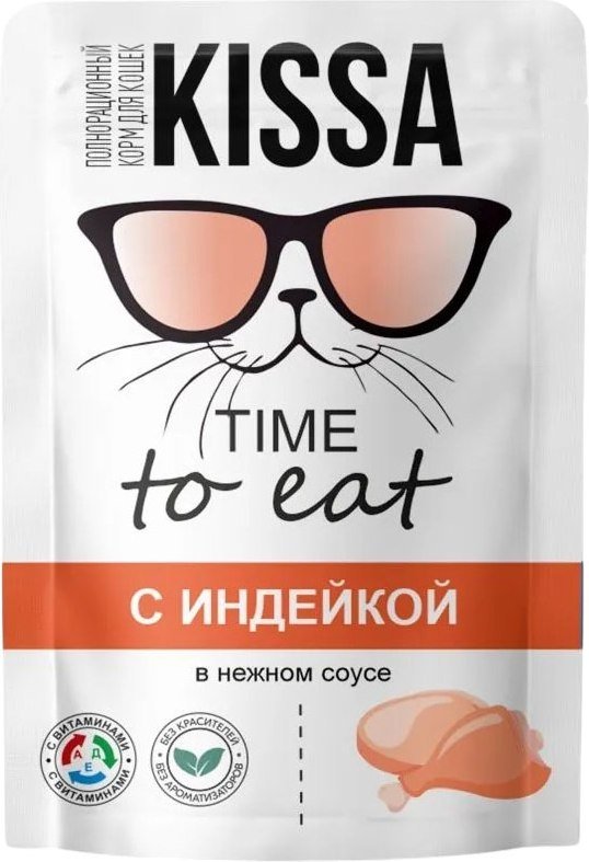 

Консервированный корм для кошек Kissa С индейкой в соусе (28x75г)