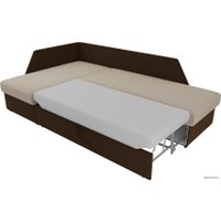 Угловой диван Лига диванов Андора 102665 (левый, микровельвет, бежевый/коричневый)