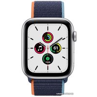 Умные часы Apple Watch SE 44 мм (алюминий серебристый/синий нейлон)