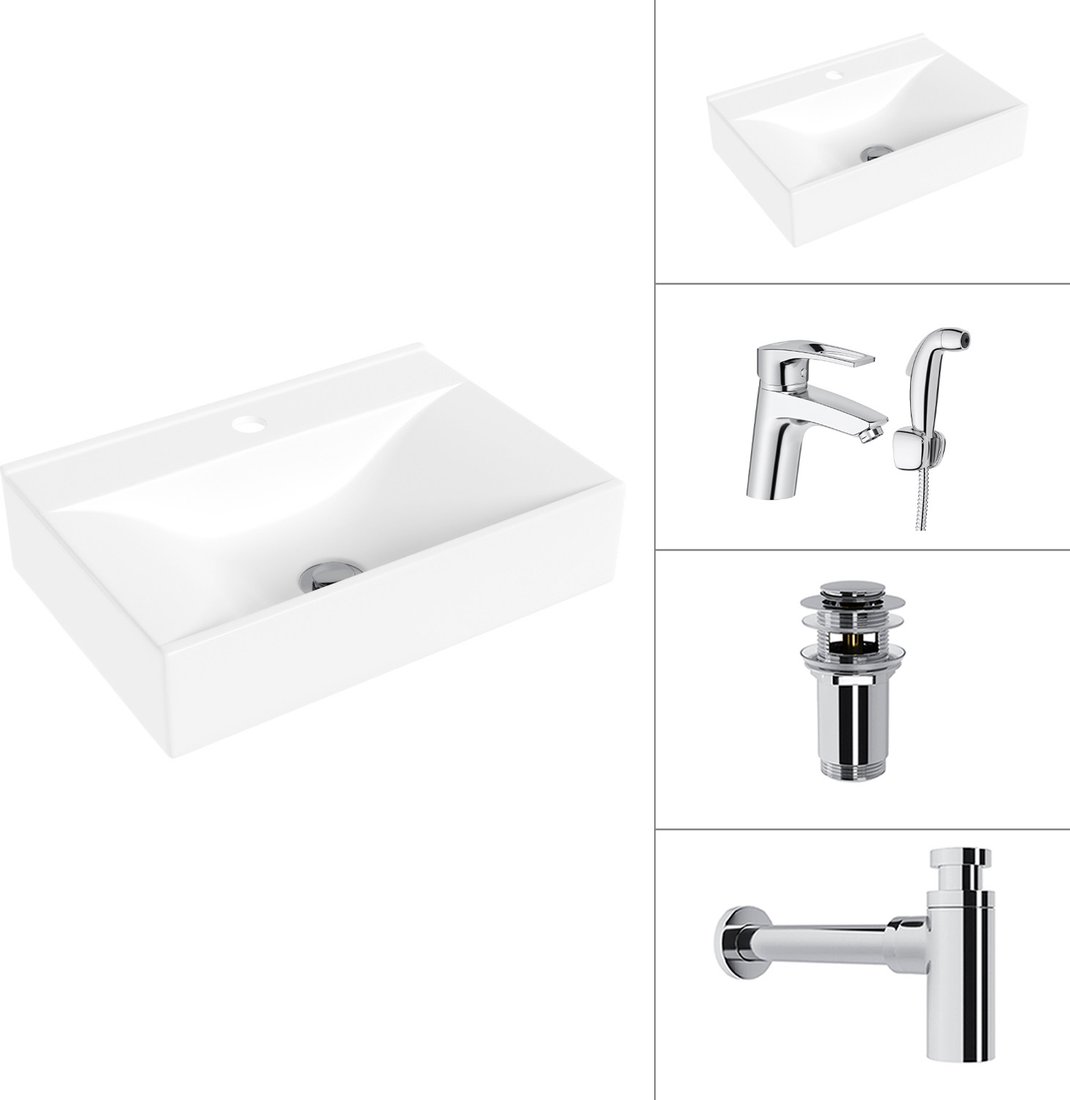 Умывальник Lauter 21887B + Spray 21CK308C + сифон 21635CH + донный клапан 21190CH (хром)