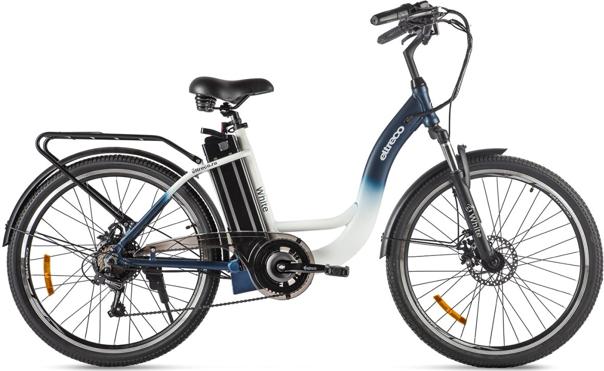 

Электровелосипед Eltreco White 2022 (белый/синий)