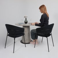 Кухонный стол Lepremo AV 2317 МДФ+керамика 900 (серый матовый Carmen Light Grey/черный+HPL бетао)