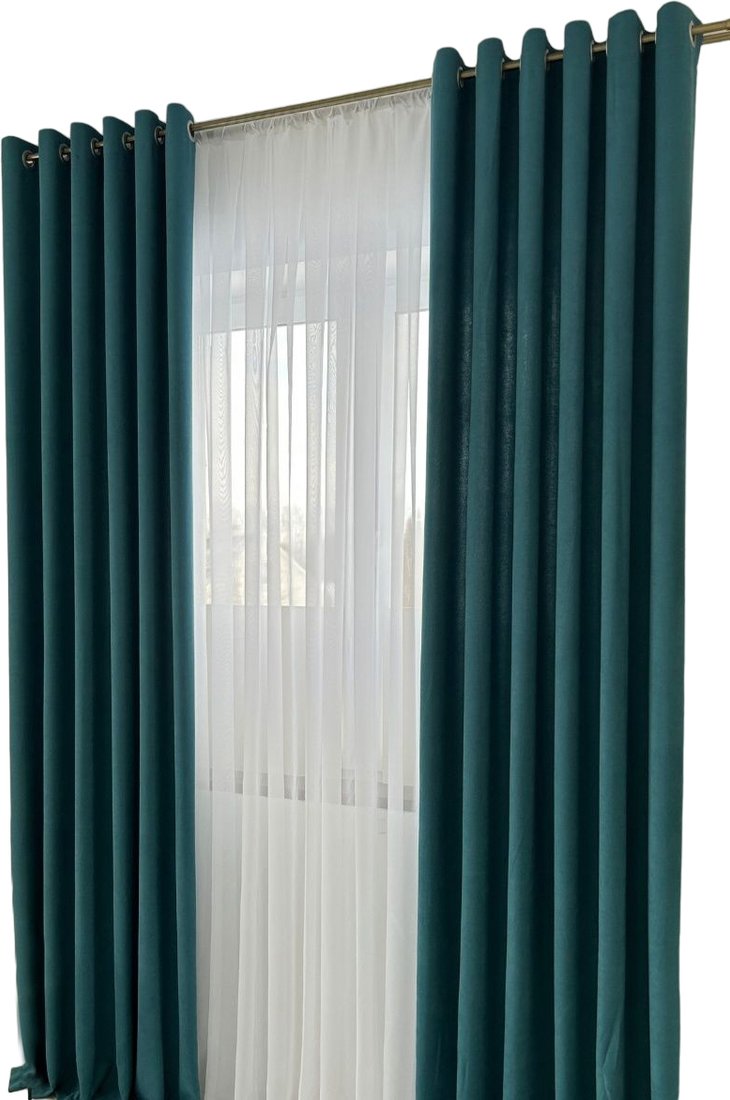 

Комплект штор Модный текстиль Канвас 06L 112MTKANVASMO2-5 (250x360, 2 шт, бирюзовый/золото)