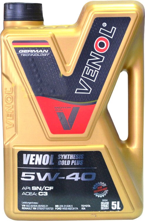 

Моторное масло Venol Synthesis Gold Plus SN CF 5W-40 5л
